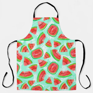 Trendy fruit pattern. Artistic Watermelon backgrou Apron