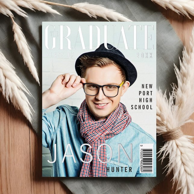 Trendy Fun Graduate Magazine Cover Inspired Grad (Trendy Fun Graduate Magazine Cover Inspired Grad Foil Invitation)