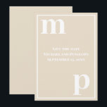 Trendy Fun Monogram Champagne Beige Save the Date  Invitation<br><div class="desc">A simple clean minimalist design in the trendy popular wedding colour of champagne beige with a text pairing of fonts in bold lower case monogram letter text templates and upper case font templates for the details that are easy for you to personalise. Just change the letters to your own right...</div>