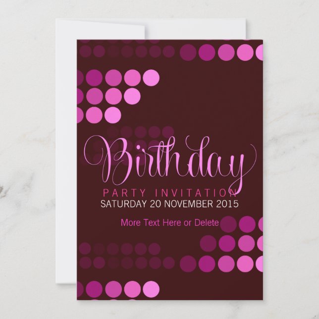 Trendy Funky Pink Party Birthday Invitation (5x7) (Front)