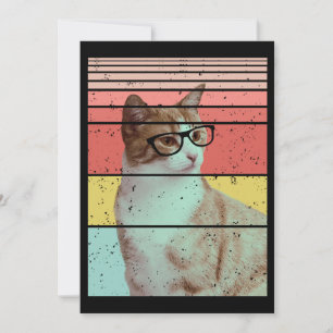 TRENDY FUNNY CUTE CAT VINTAGE INVITATION