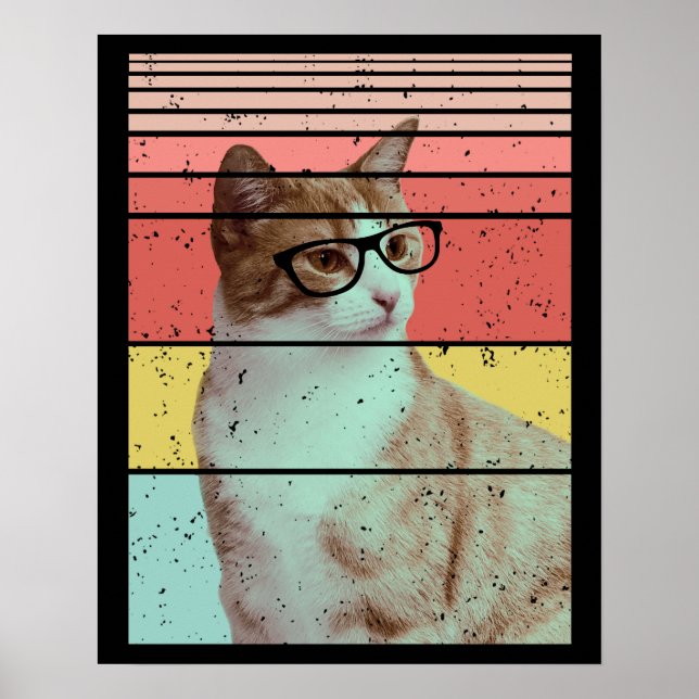 TRENDY FUNNY CUTE CAT VINTAGE  POSTER (Front)