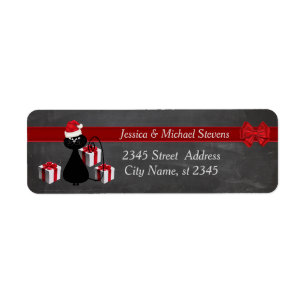 Trendy funny holiday cartoon Santa cat chalkboard