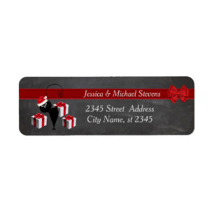 Trendy funny holiday cartoon Santa cat chalkboard