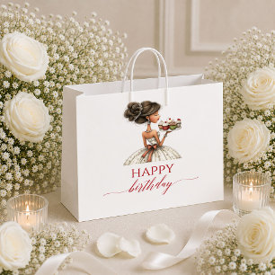 Trendy Funny Woman Deep Red Script Birthday gift  Large Gift Bag