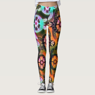 Trendy Galaxy Nebula Hawaiian Sea Turtle Dance Leggings