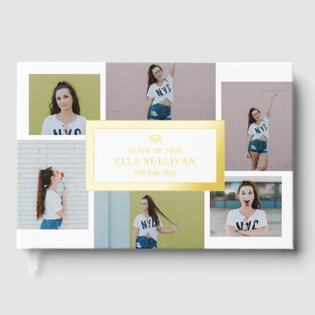 Trendy Gallery Foil Photo Graduation Guest Book (Front)