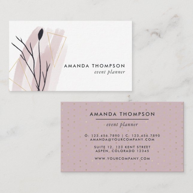 Trendy Geometric Brush Strokes Collage Business Ca Business Card (Front/Back)
