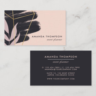 Trendy Geometric Brush Strokes Collage Business Ca Business Card