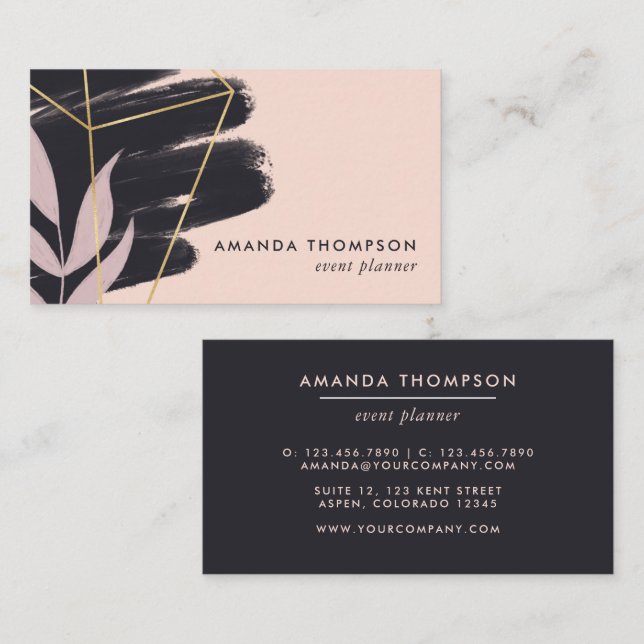 Trendy Geometric Brush Strokes Collage Business Ca Business Card (Front/Back)