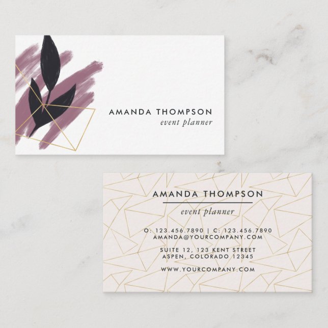 Trendy Geometric Brush Strokes Collage Business Ca Business Card (Front/Back)