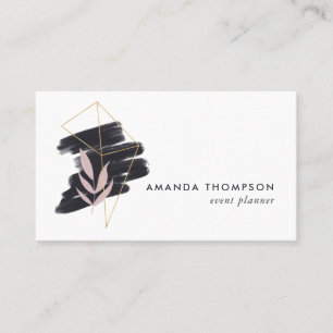 Trendy Geometric Brush Strokes Collage Business Card
