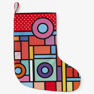 Trendy geometric elements memphis design. Retro st Small Christmas Stocking