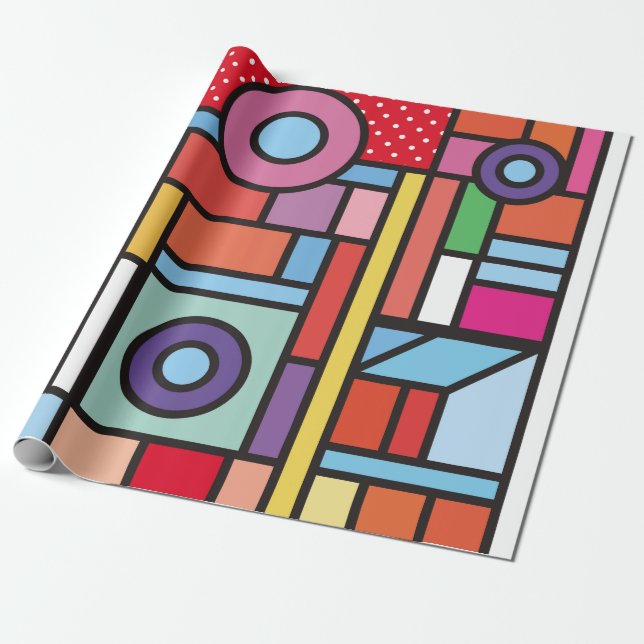Trendy geometric elements memphis design. Retro st Wrapping Paper (Unrolled)