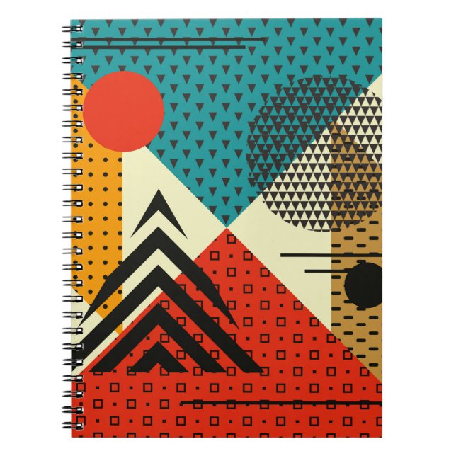 Trendy geometric elements. Retro style texture, pa Notebook (Front)