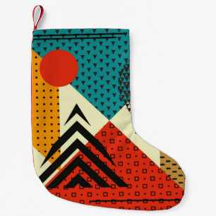 Trendy geometric elements. Retro style texture, pa Small Christmas Stocking
