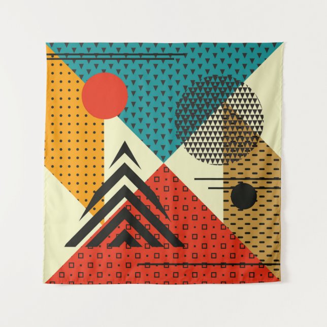 Trendy geometric elements. Retro style texture, pa Tapestry (Front)
