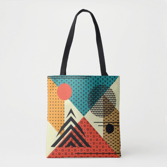 Trendy Geometric Elements, Retro Style. Tote Bag (Front)