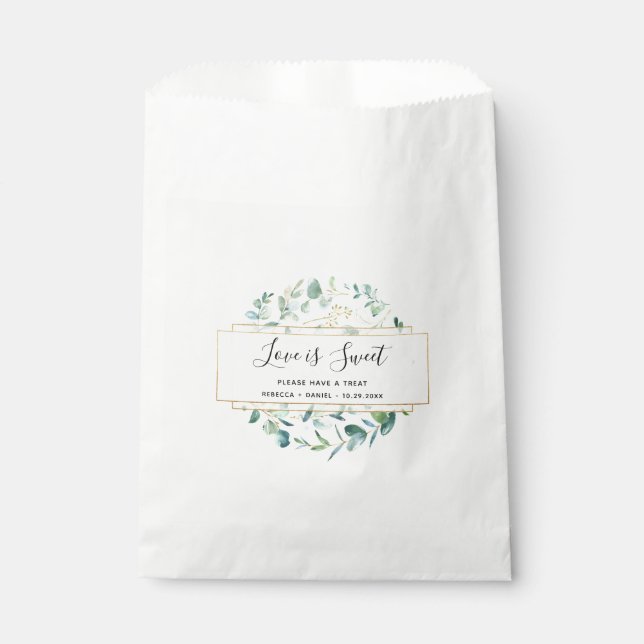 Trendy Geometric Eucalyptus Greenery Favour Bags (Front)