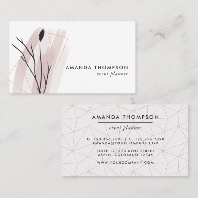 Trendy Geometric Geometric Brush Strokes Business Card (Front/Back)
