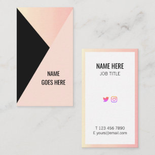Trendy Geometric Gold Pink Vertical Business Card
