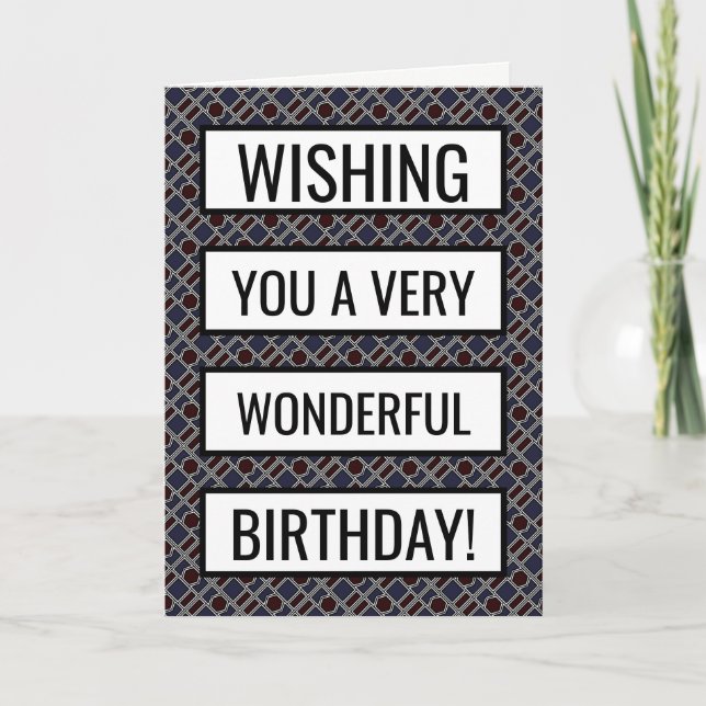 Trendy Geometric Pattern, Modern Birthday Card (Front)