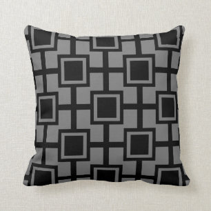 Trendy Geometric Squares Grid grey Cushion