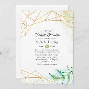 Trendy Geometric Virtual Baby or Bridal Shower Invitation