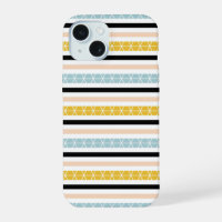 Trendy Geometric White Black Yellow Stripes Design
