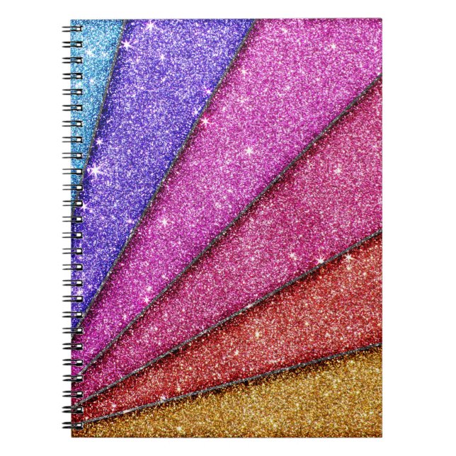 Trendy Geometrical Glitter Stripes Notebook (Front)