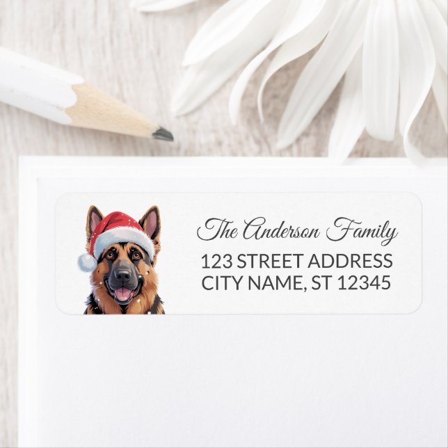 Trendy German Shepherd Dog in Santa Hat Christmas  (Insitu)