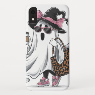 Trendy Ghost with Witch Hat, Sunglasses, Coffe Cup Case-Mate iPhone Case