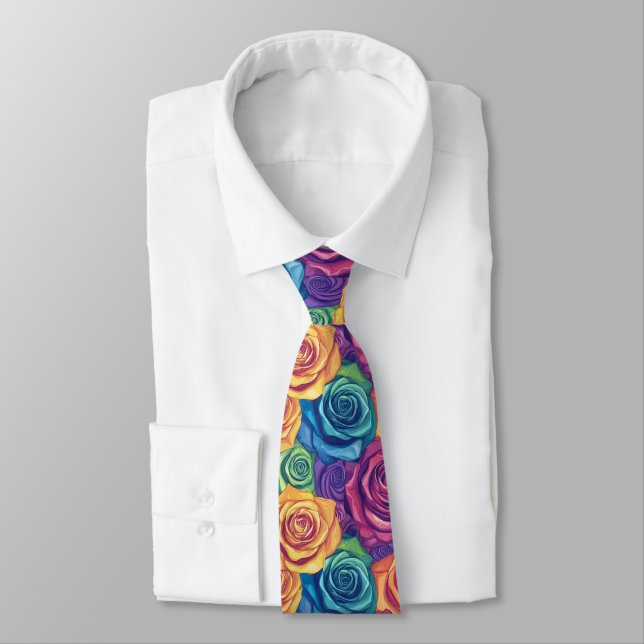 Trendy Gifts For Father Rose Floral Tie (Tied)
