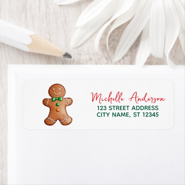 Trendy Gingerbread Christmas Return Address        (Insitu)