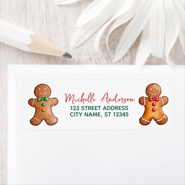 Trendy Gingerbread Christmas Return Address        (Insitu)