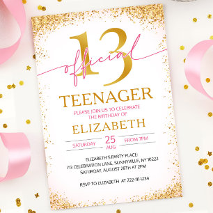 Trendy Girl 13th Birthday Invitation