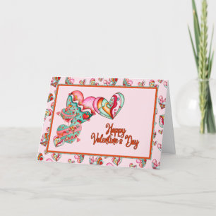Trendy Girl Hearts Valentine Thank You Card
