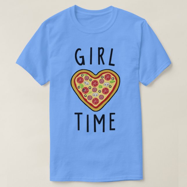 Trendy Girl Time Heart Pizza  T-Shirt (Design Front)