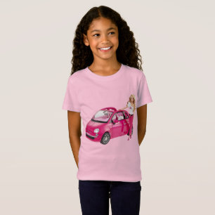 Trendy Girl with Pink Convertible Car - Stylish Pi T-Shirt