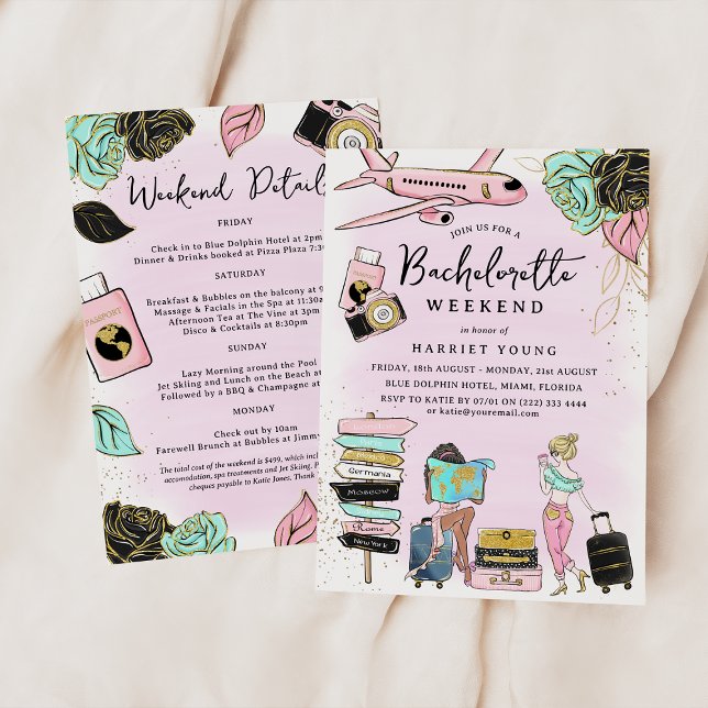 Trendy Girly Bachelorette Weekend  Invitation (Creator Uploaded)