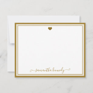 Trendy Girly Chic Gold Heart Custom Name Card