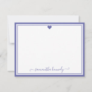 Trendy Girly Chic Periwinkle Heart Custom Name Card