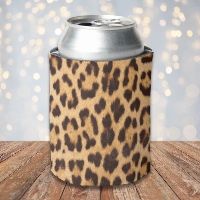 trendy girly chic wild safari leopard print can cooler (trendy girly chic wild safari leopard print can cooler)