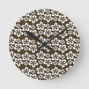 Trendy Girly Floral Pattern Round Clock