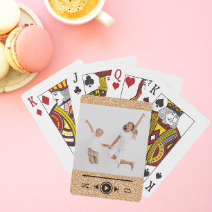 Trendy Girly Glitter Photo Gold Press Play Modern Playing Cards