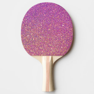Trendy Girly Gradient Ombre Purple Pink Glitter Ping Pong Paddle