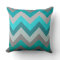 Trendy Girly Grey Teal Chevron Zigzag Pattern