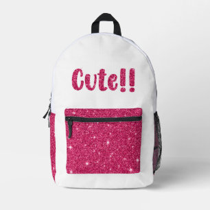 Trendy Girly Pretty Pink Cute Glitter Printed Backpack