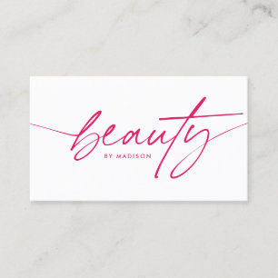 Trendy Girly Ruby Red Beauty Makeup Artist Script Business Card