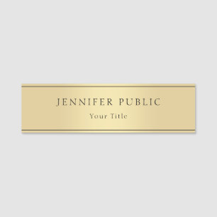 Trendy Glamorous Gold Look Modern Template Name Tag